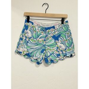 lilly pulitzer shorts Woman's 00 Blue Floral 100% Cotton